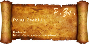 Popu Zsaklin névjegykártya